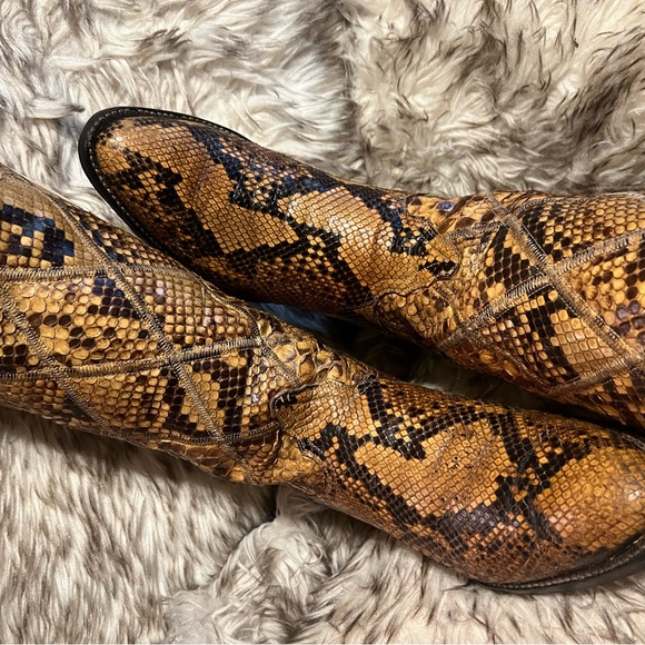 Tony Lama BLK Label Tan Full Snake Men's Boots NEW SOLES & HEELS Sz 9.5 D - Picture 5 of 16